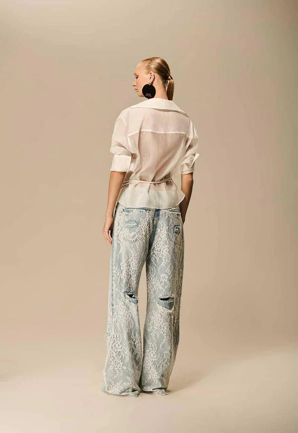 CALÇA JEANS RENDA CAOS