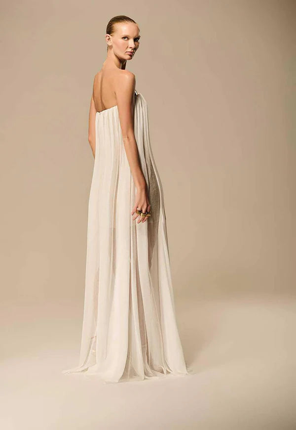 VESTIDO CHIFFON PALA METAL CAOS