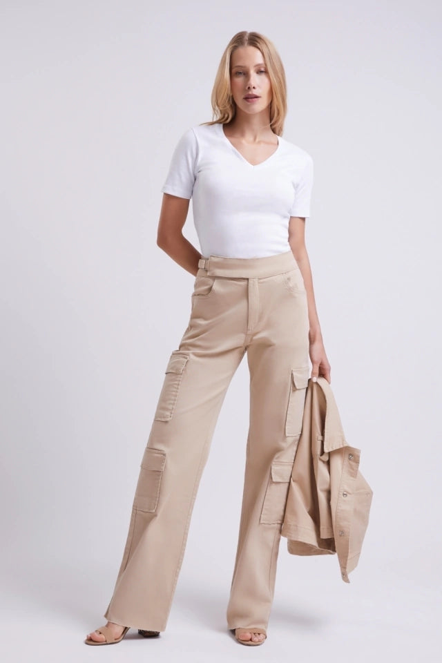 CALÇA JEANS RETA CARGO ANDREZA CHAGAS