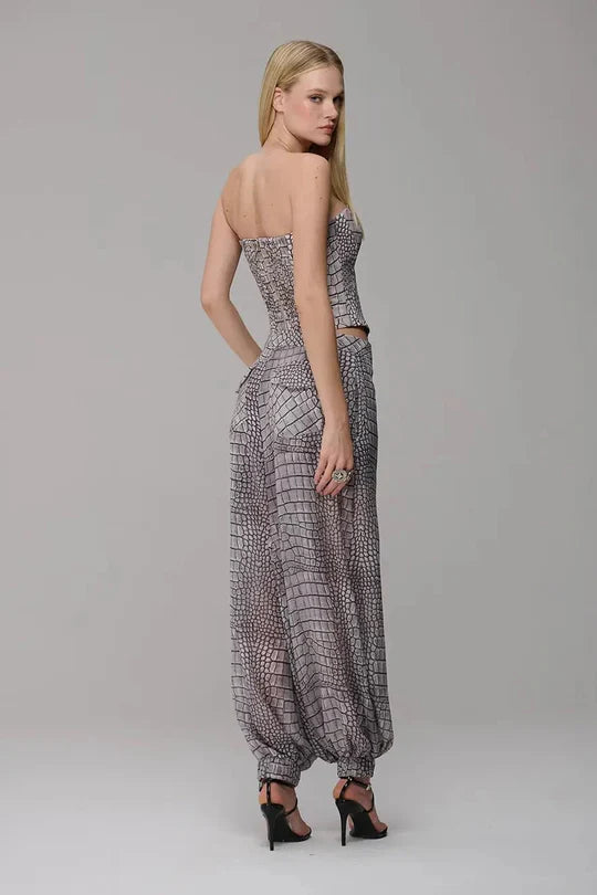 CALÇA CHIFFON ELÁSTICO ALLIGATOR