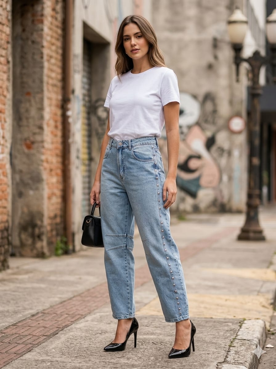 CALÇA JEANS BALLON ESTRELA