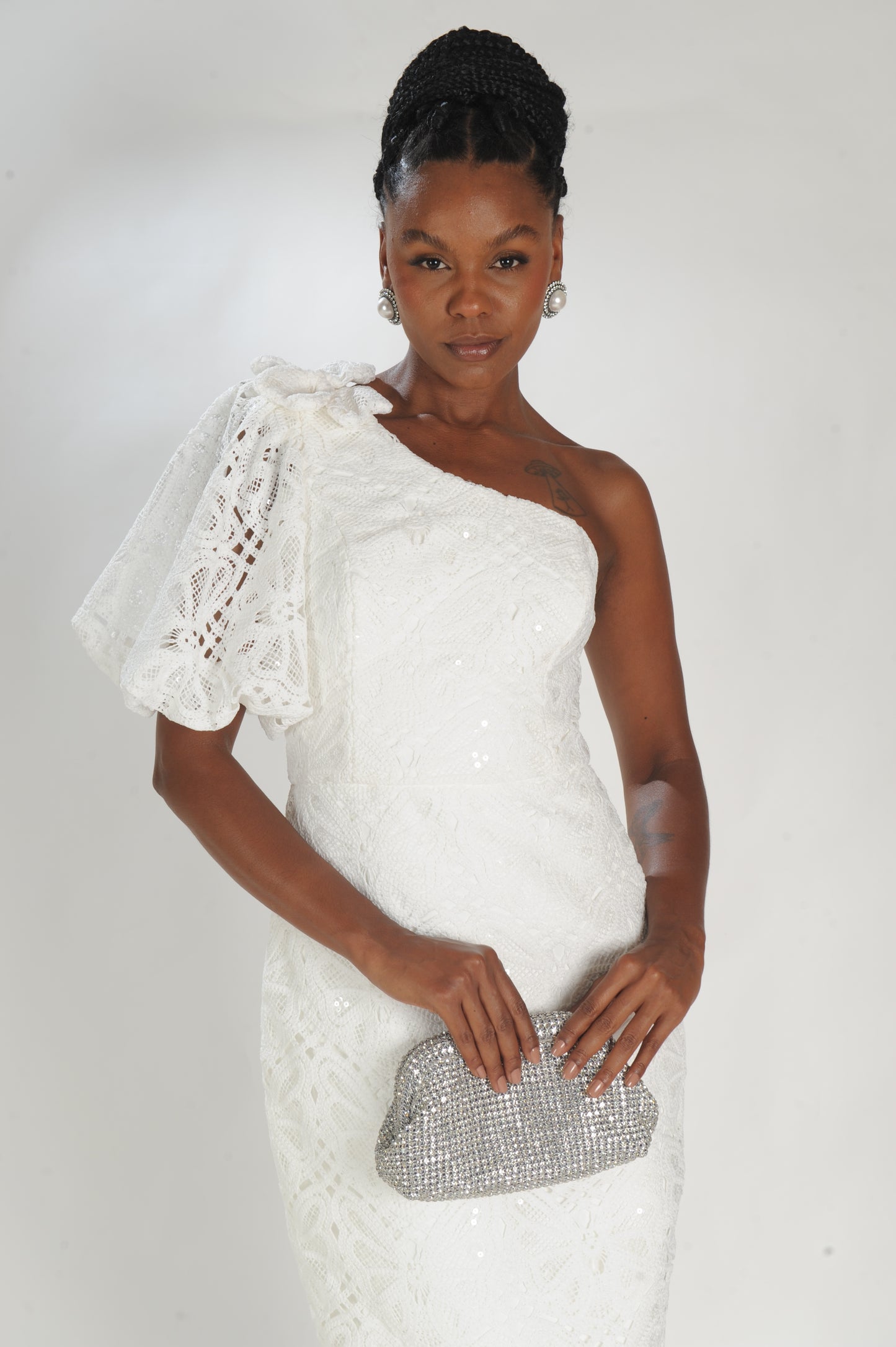 VESTIDO MIDI LAISE OMBRO LAMINE