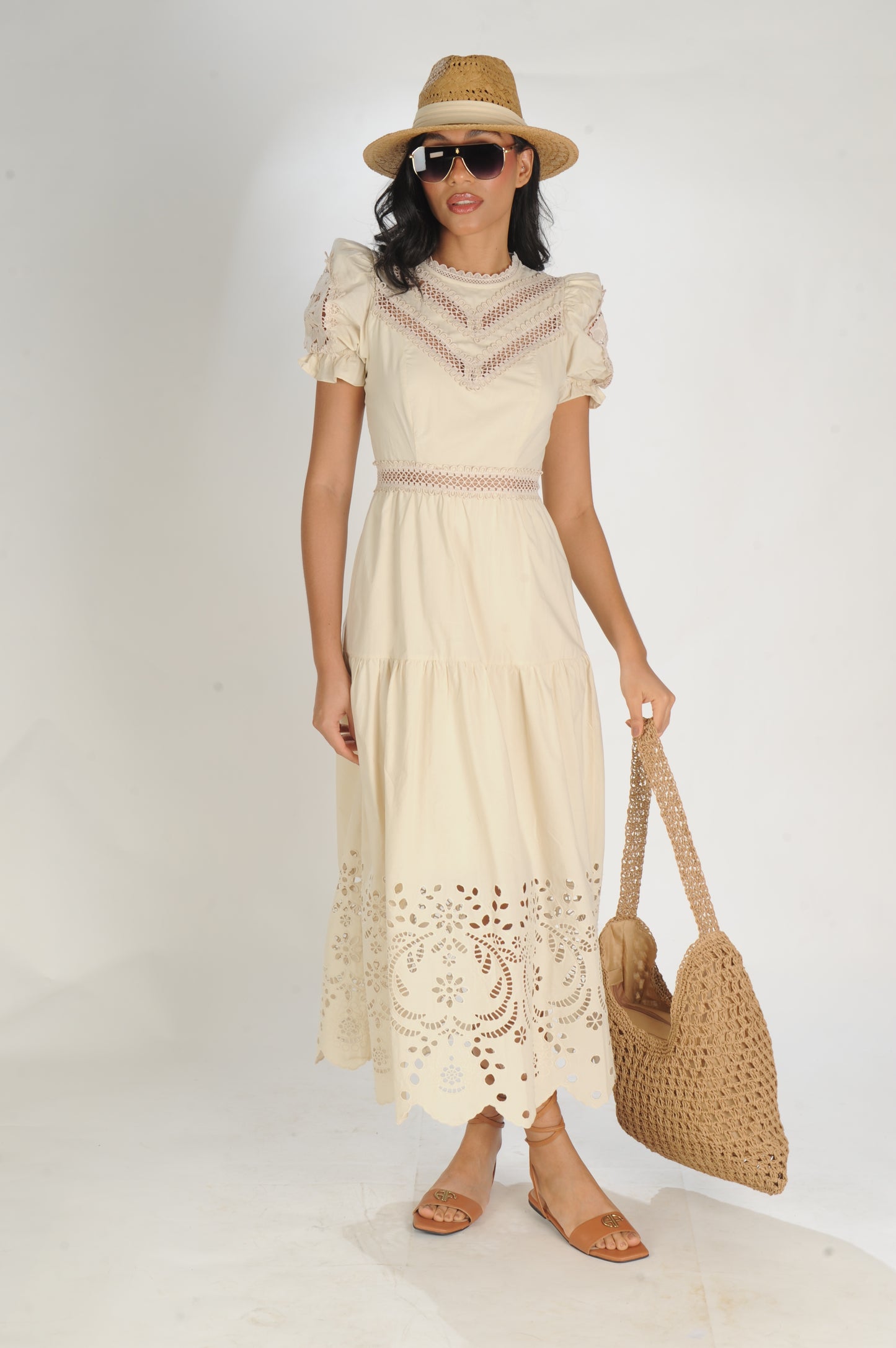 VESTIDO LONGO RICHELIEU LAMINE