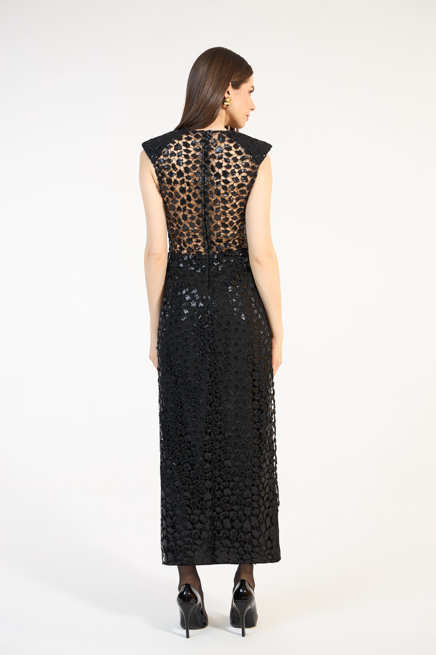 VESTIDO MIDI TELA PAETÊS SKAZI