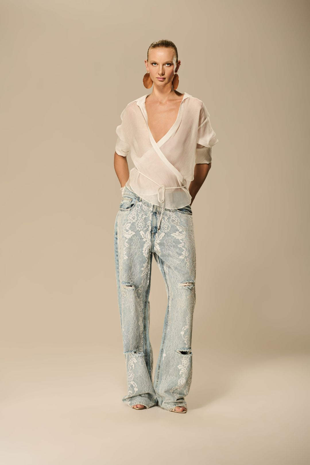 CALÇA JEANS RENDA CAOS