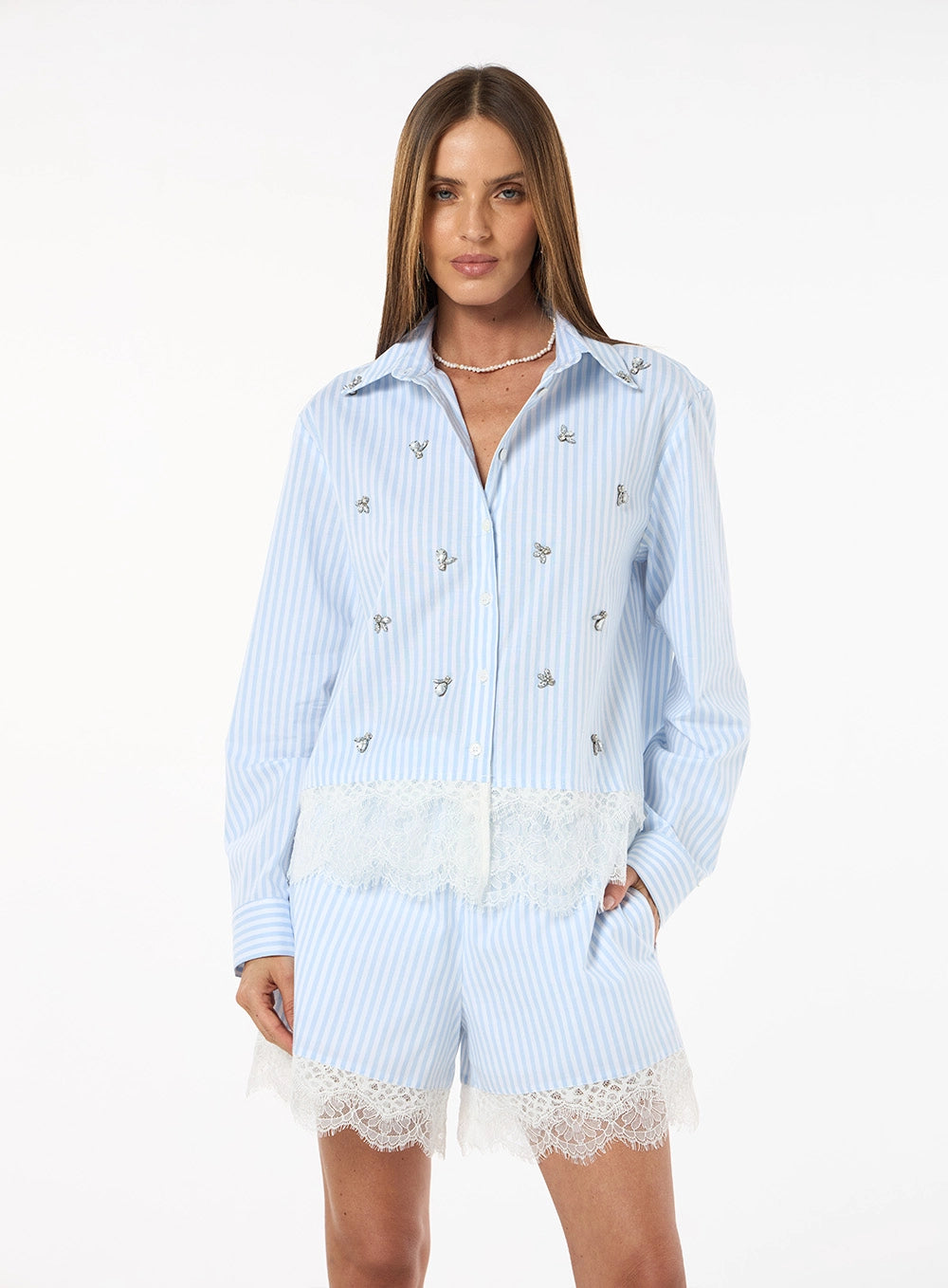 CONJUNTO CAMISA E SHORT LISTRAS SKAZI