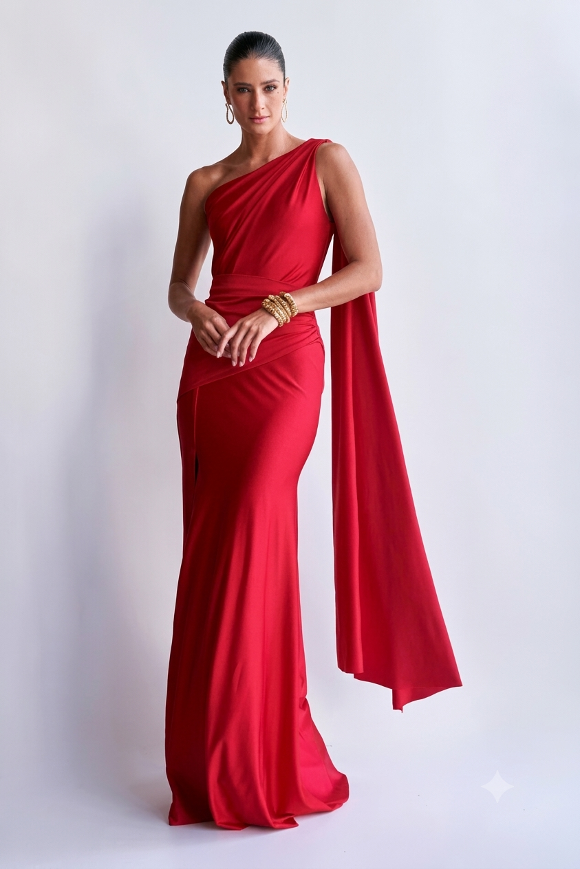 VESTIDO LONGO DE UM OMBRO SÓ UNITY SEVEN