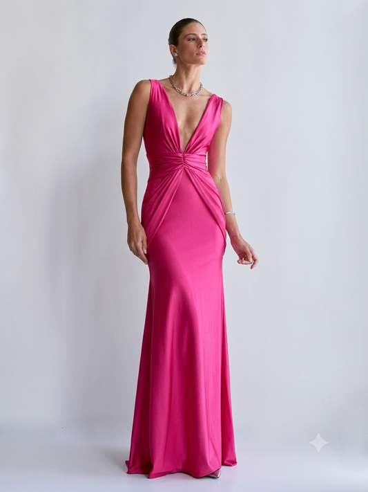 VESTIDO LONGO COM DECOTE V UNITY SEVEN