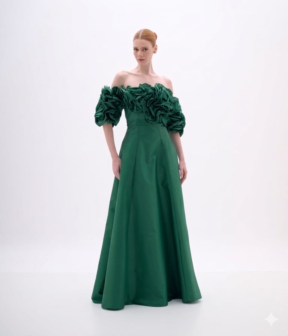 VESTIDO VERDE ESCURO ARTE SACRA