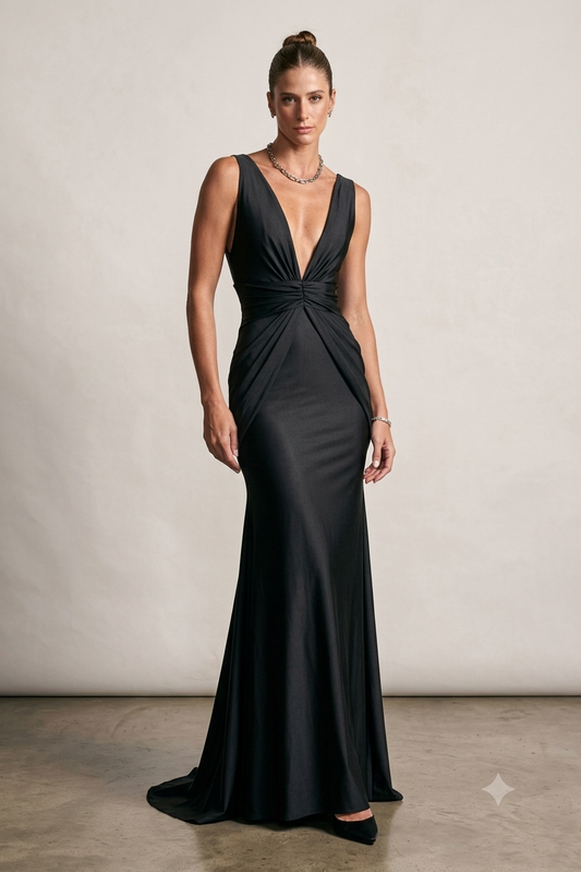 VESTIDO LONGO COM DECOTE V UNITY SEVEN