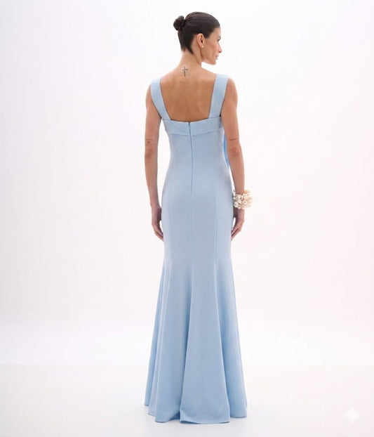 VESTIDO NO BISTO CREPE SOFT BLUE ARTE SACRA