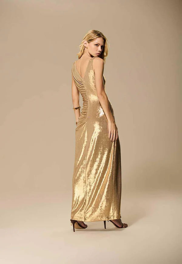 VESTIDO LONGO DRAPEADO GLOW CAOS