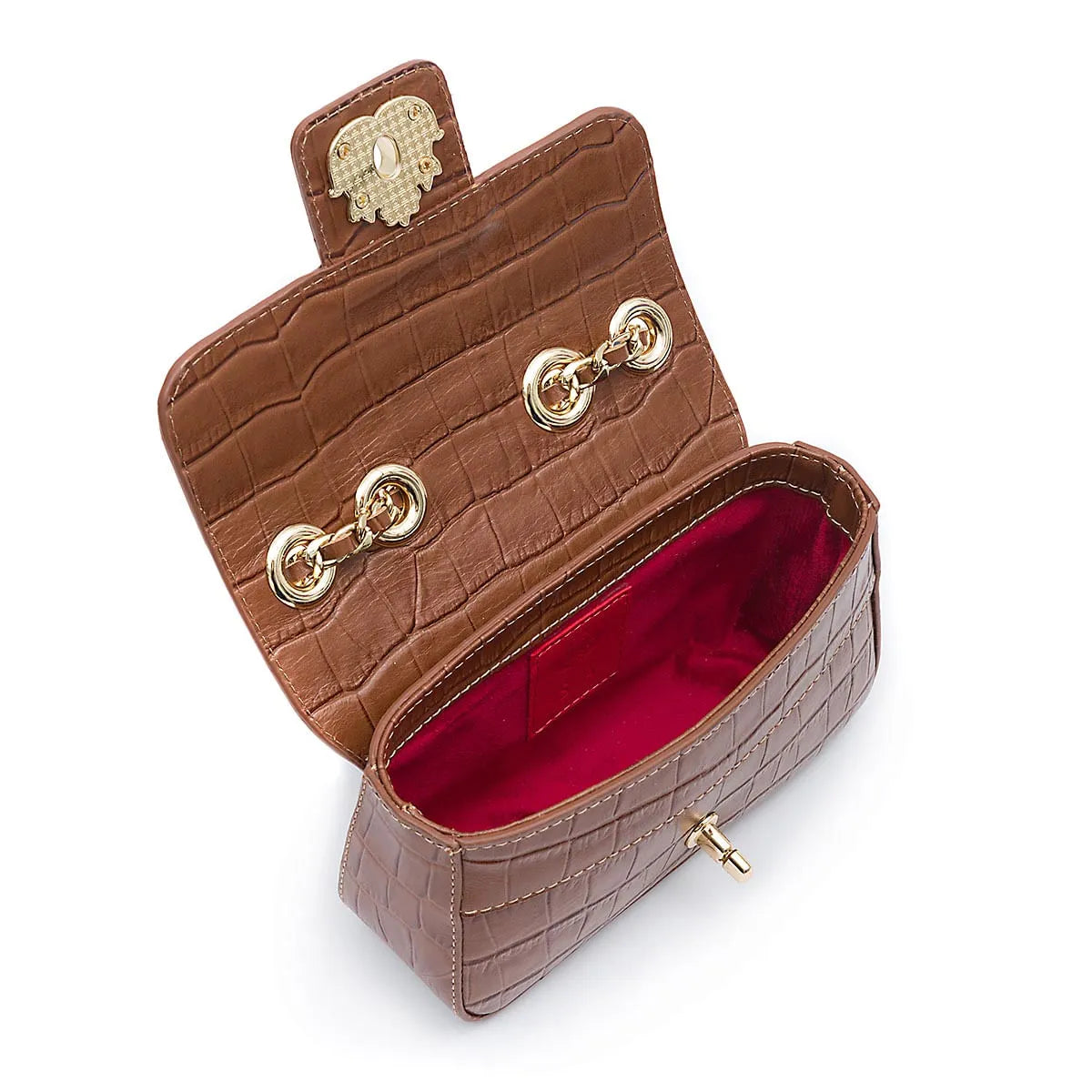 BOLSA MINI ANNE EM COURO CROCO PECAN ISLA