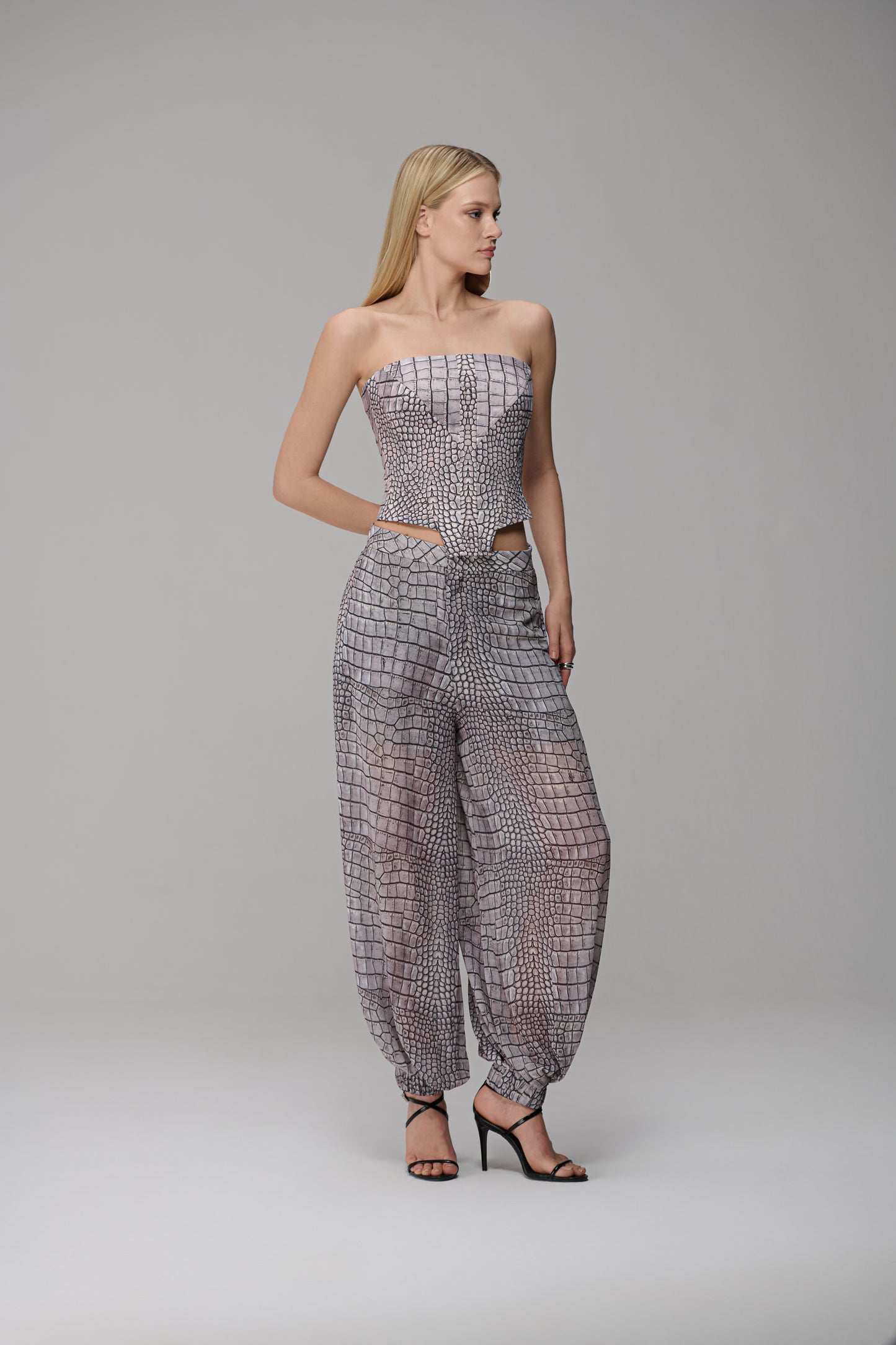 CALÇA CHIFFON ELÁSTICO ALLIGATOR