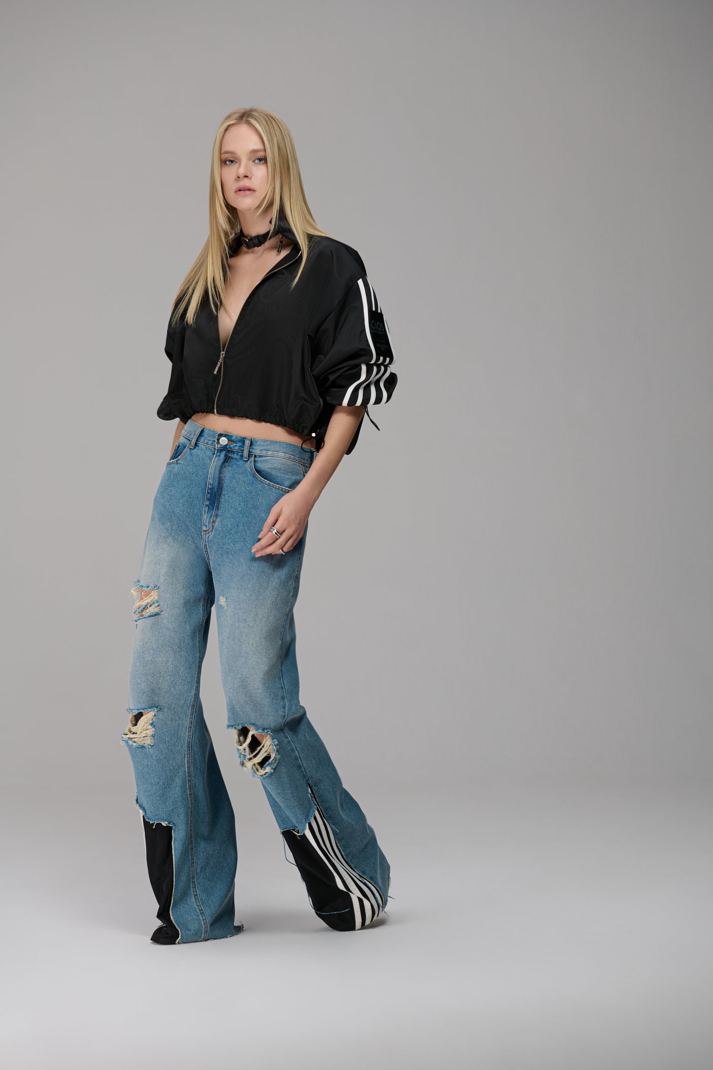 CALÇA JEANS MIXED TEXTURE CAOS