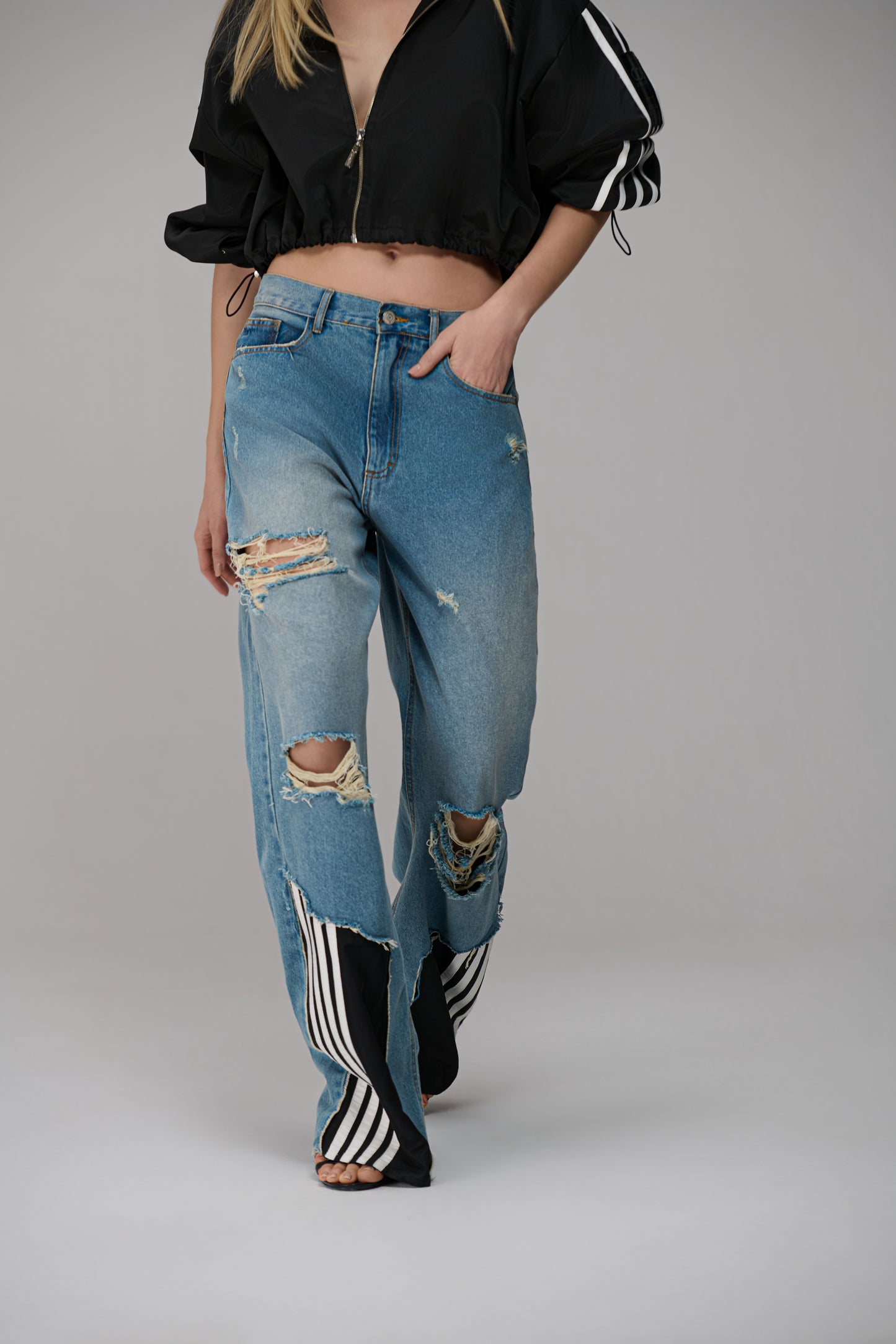 CALÇA JEANS MIXED TEXTURE CAOS