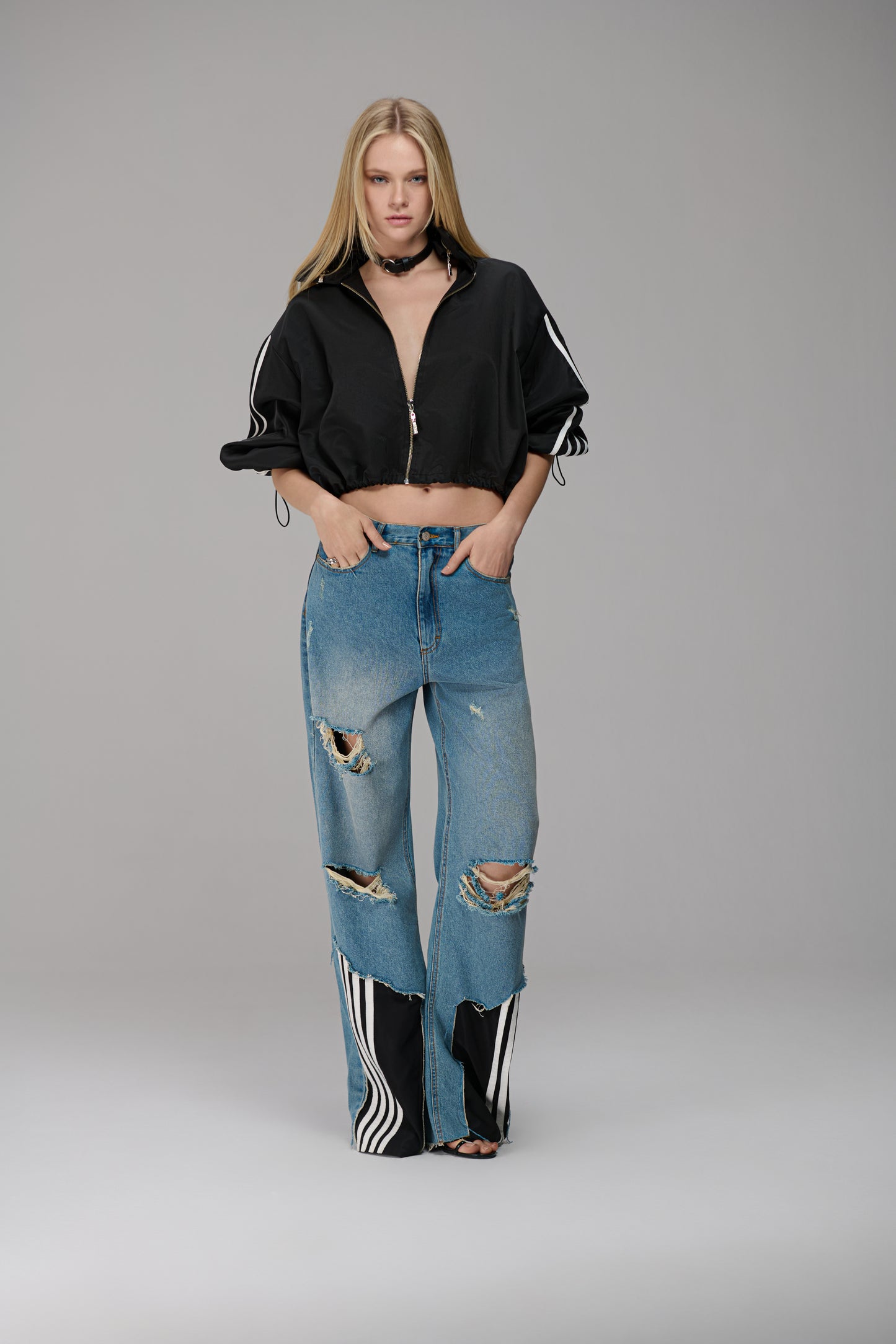 CALÇA JEANS MIXED TEXTURE CAOS