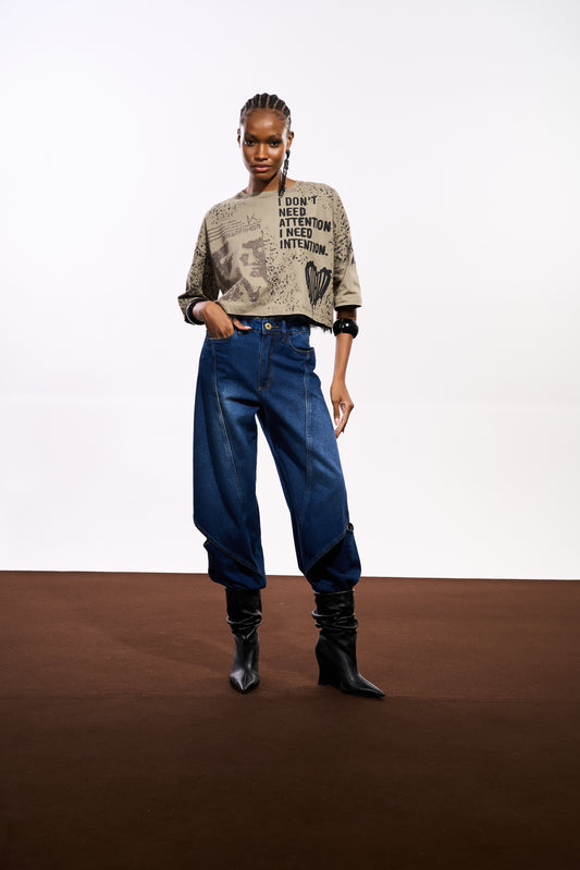 CALÇA JEANS RECORTE FENDA KOHDE