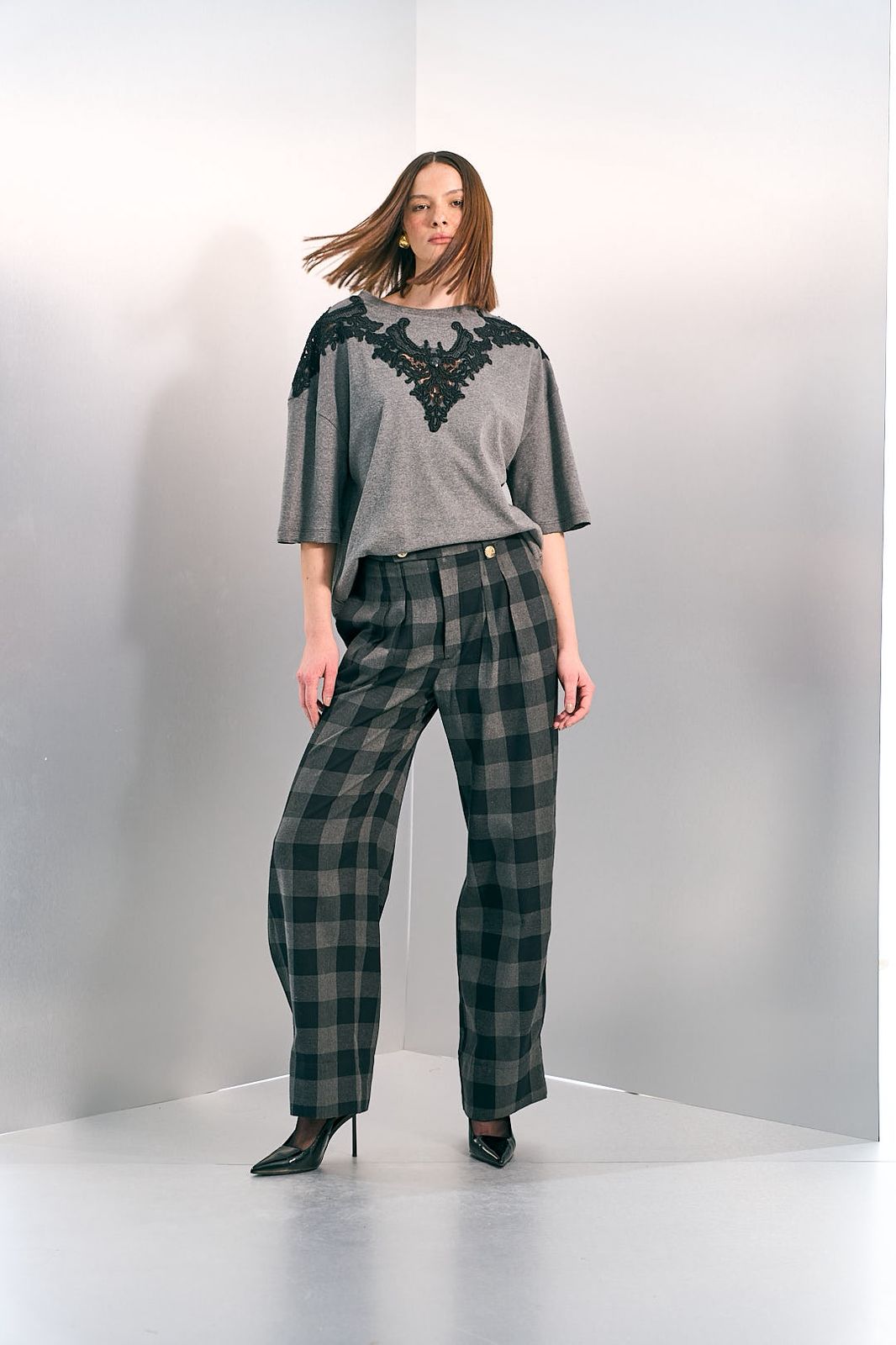 CALÇA MAXI WIDE LEG XADREZ KOHDE