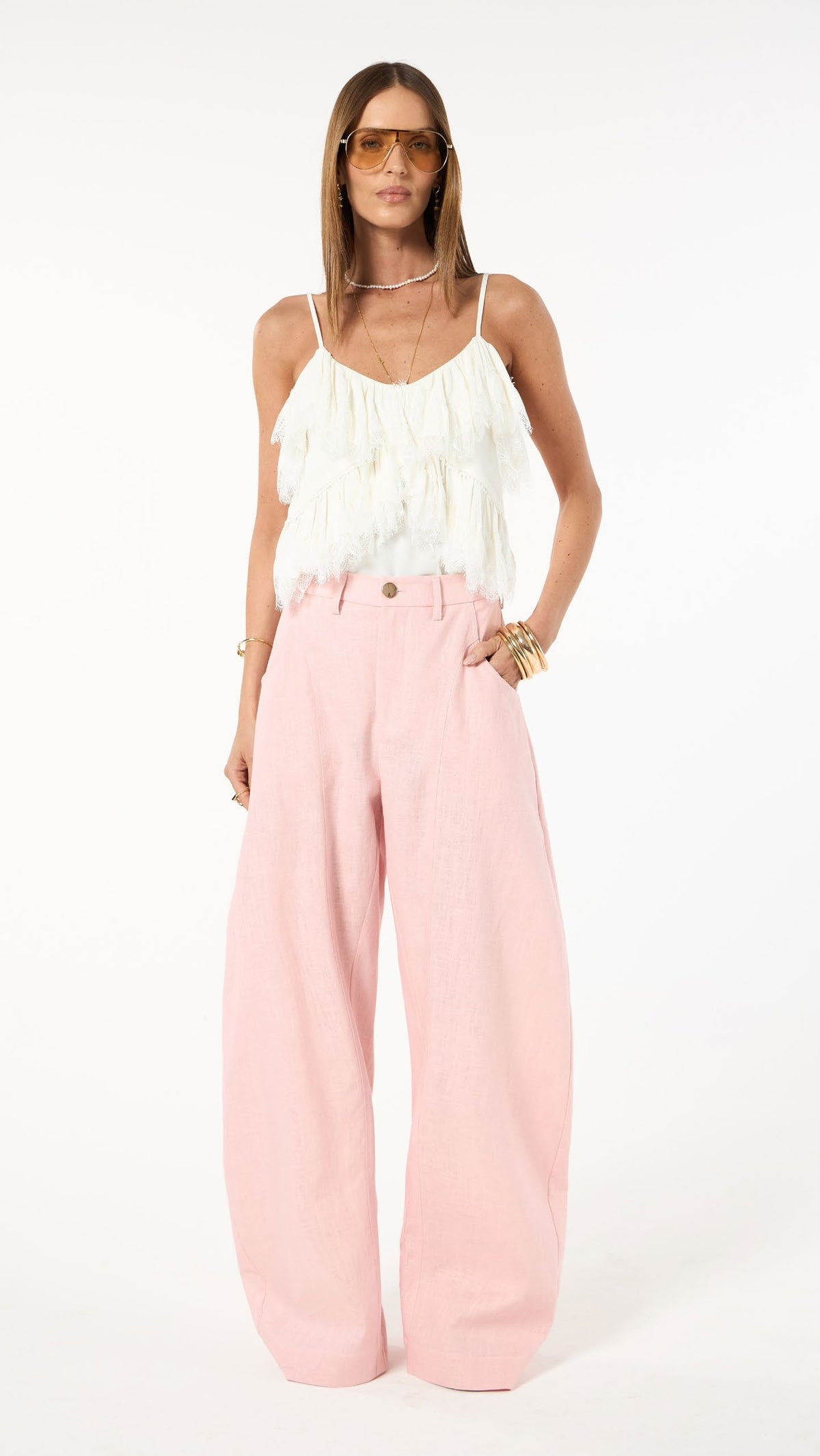 CALÇA WIDE BALLON ROSA SWEET PINK SKAZI