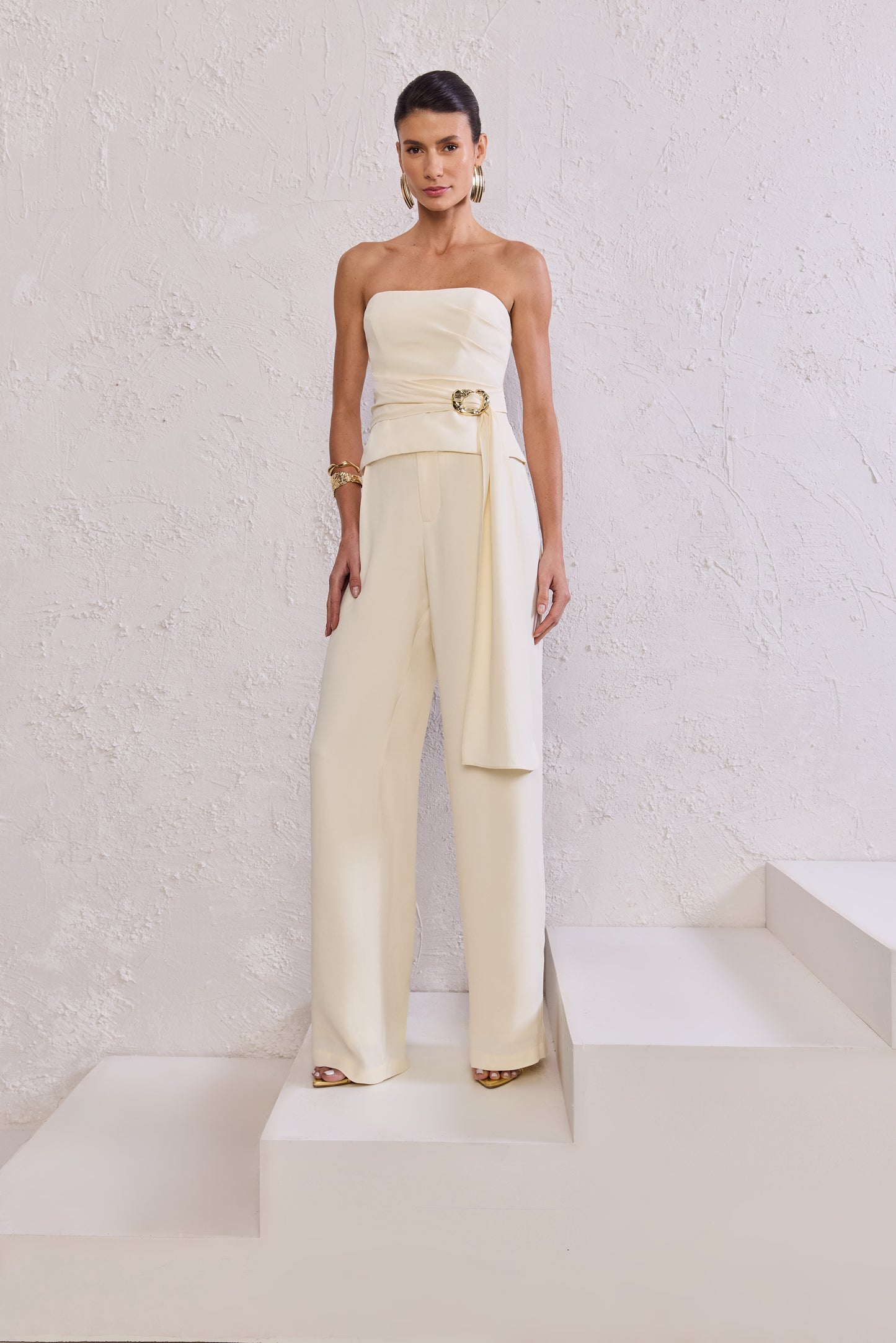 CONJUNTO BLUSA E CALÇA PATOU BEGE LEBLANC