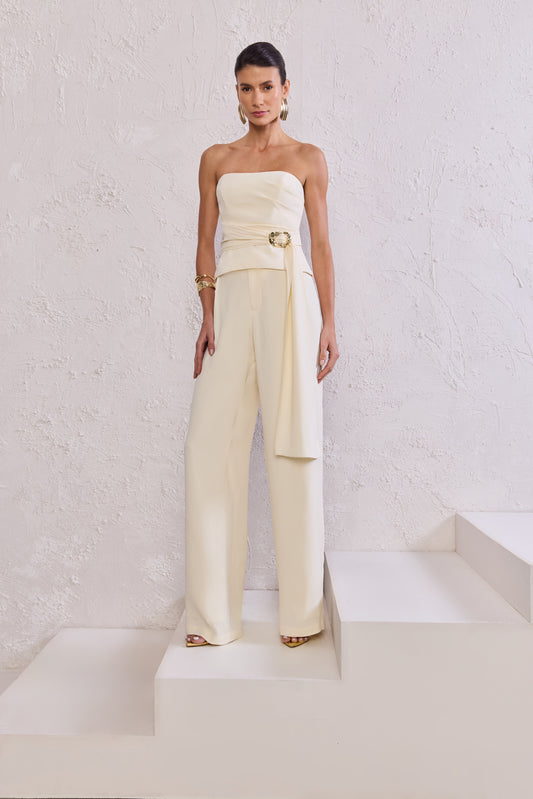 CONJUNTO BLUSA E CALÇA PATOU BEGE LEBLANC