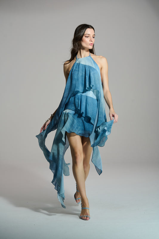 VESTIDO ASSIMÉTRICO REC WASHED DENIM CAOS