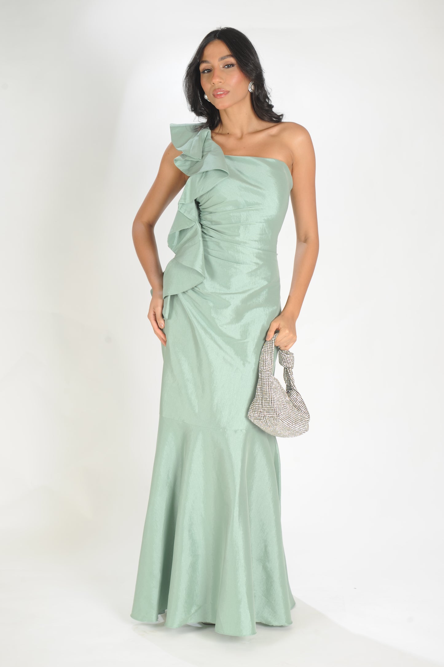 VESTIDO BABADO LATERAL LAMINE