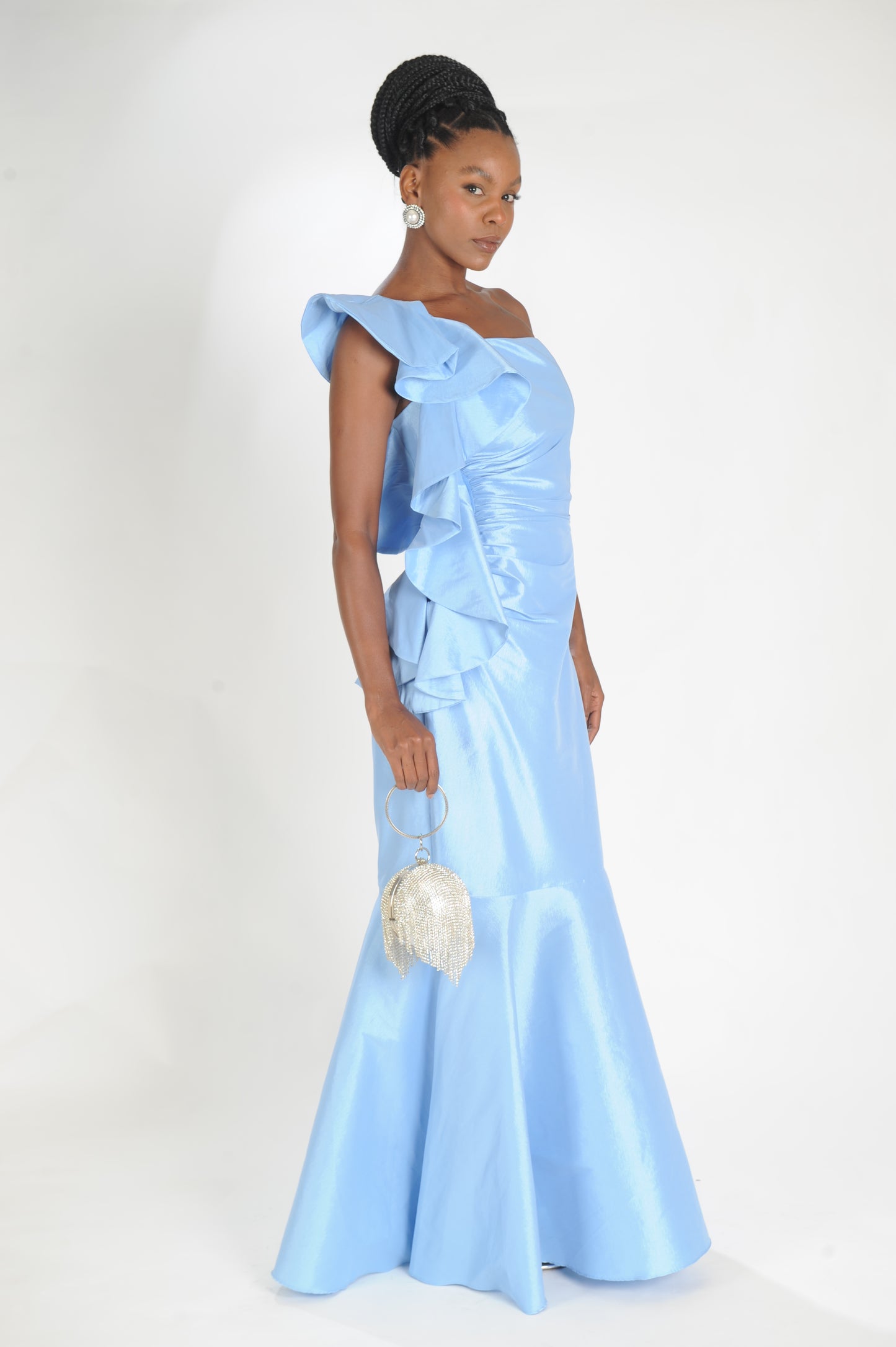 VESTIDO BABADO LATERAL LAMINE