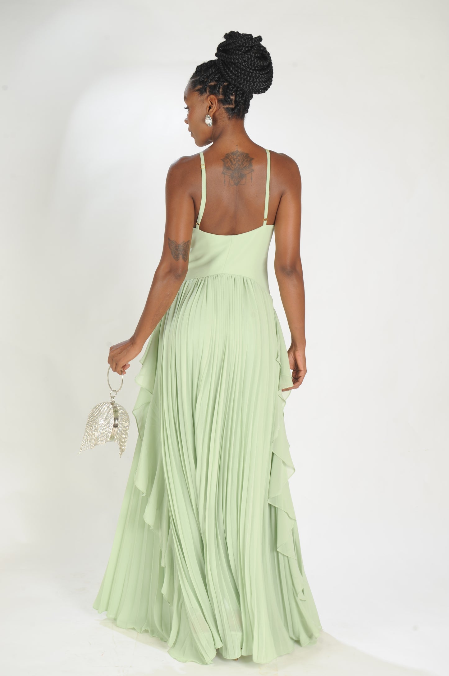 VESTIDO LONGO PLISSADO LAMINE