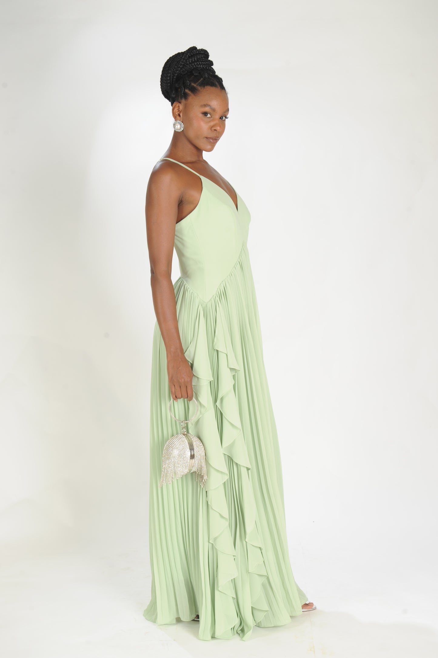 VESTIDO LONGO PLISSADO LAMINE