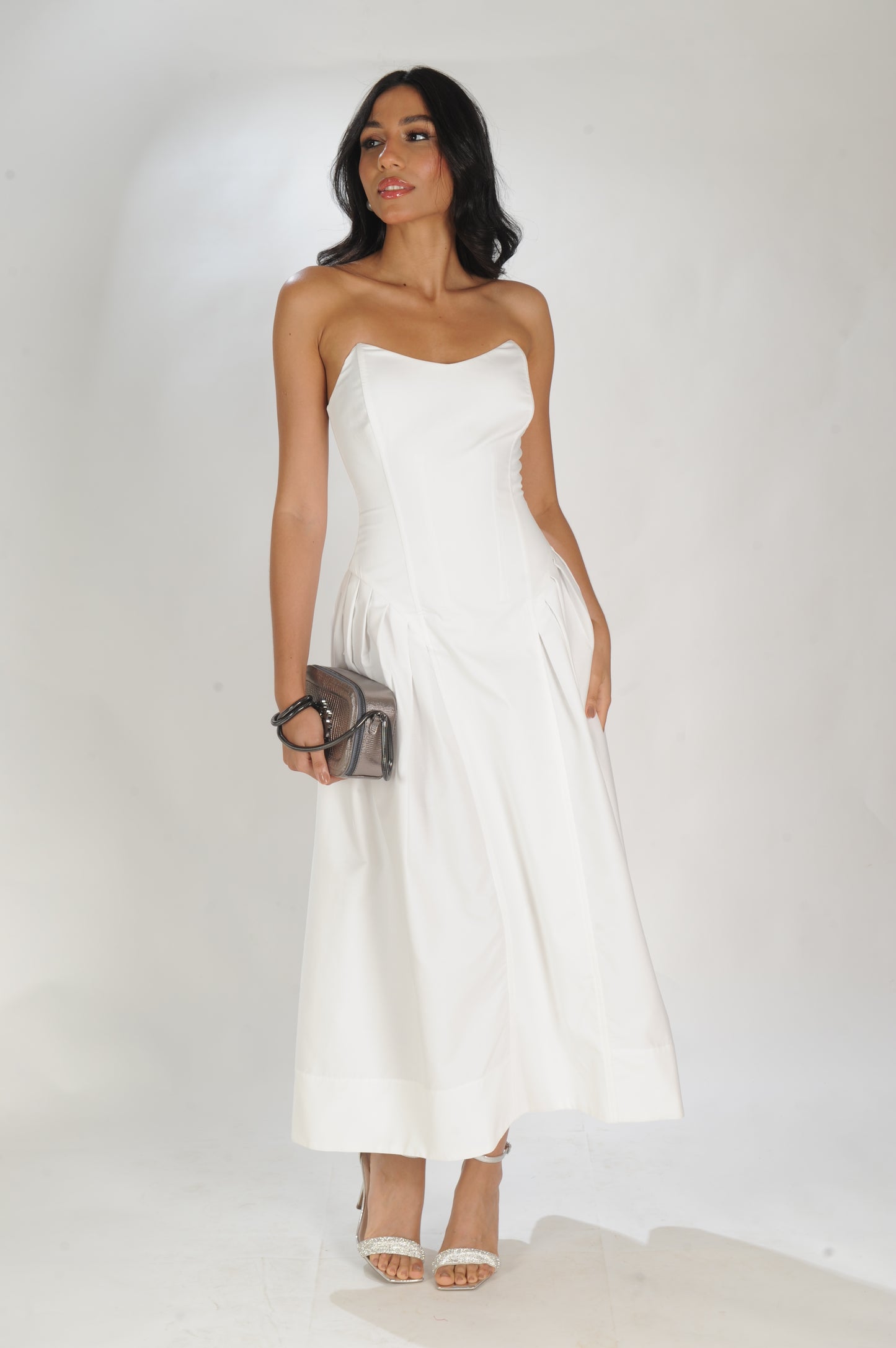 VESTIDO TOMARA QUE CAIA CORSET LAMINE