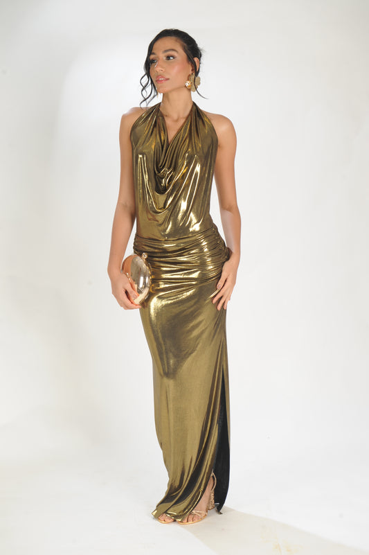 VESTIDO LUREX DEGAGÊ LAMINE