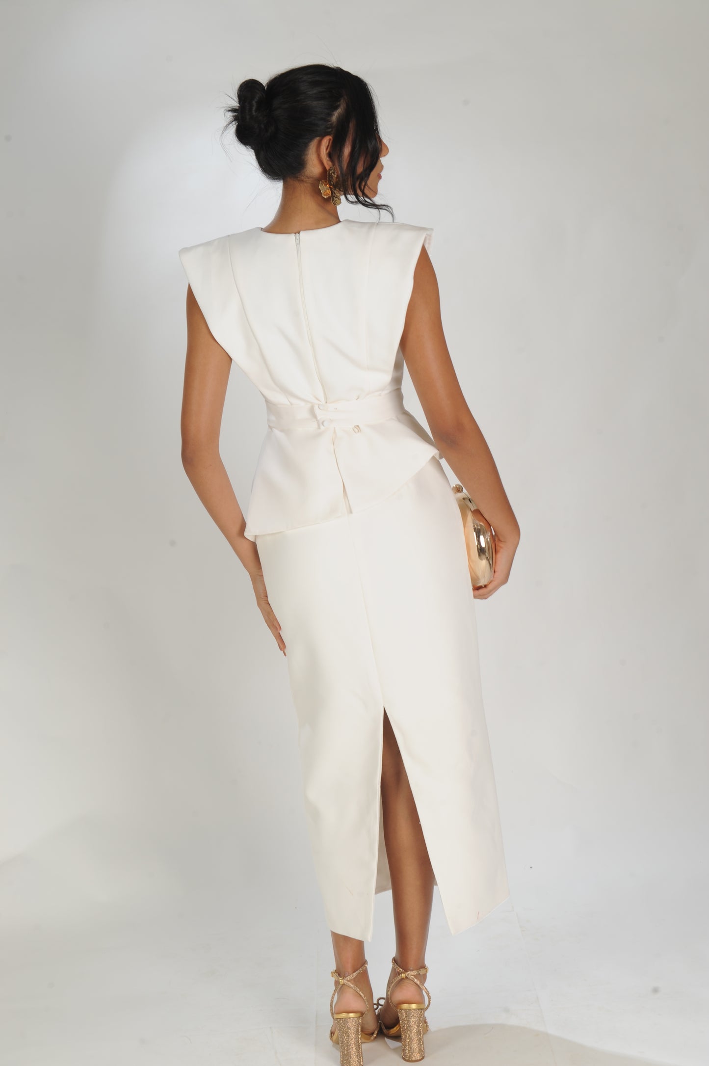 VESTIDO MIDI PEPLUM LAMINE