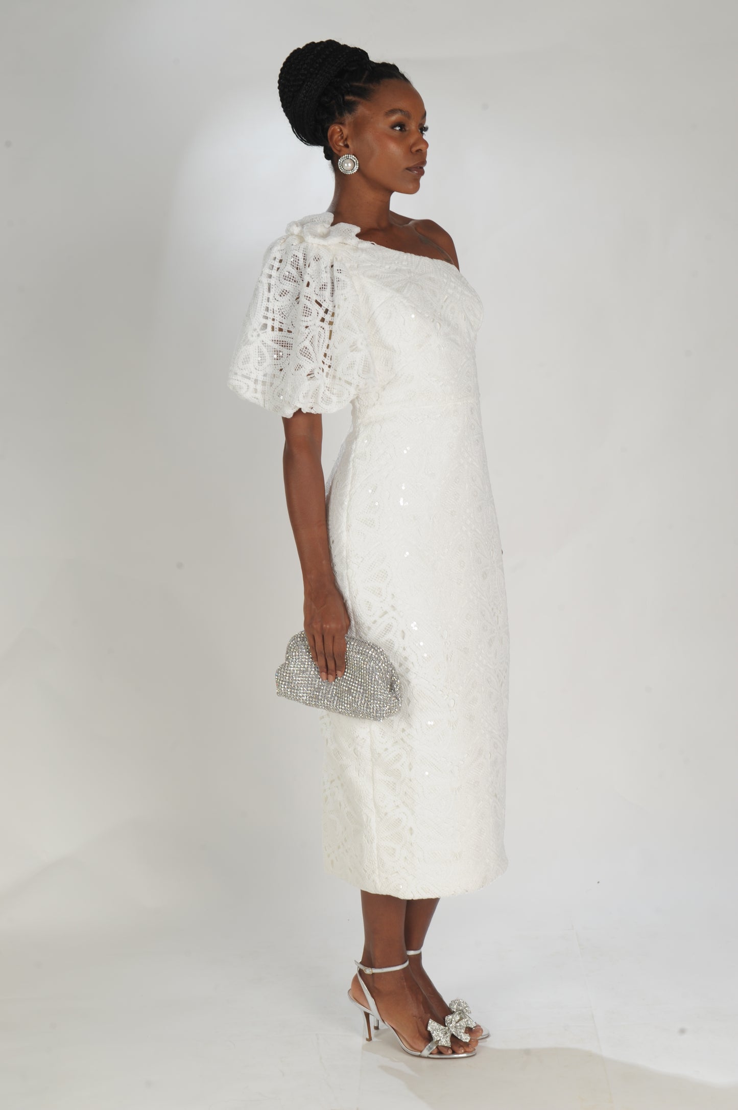 VESTIDO MIDI LAISE OMBRO LAMINE