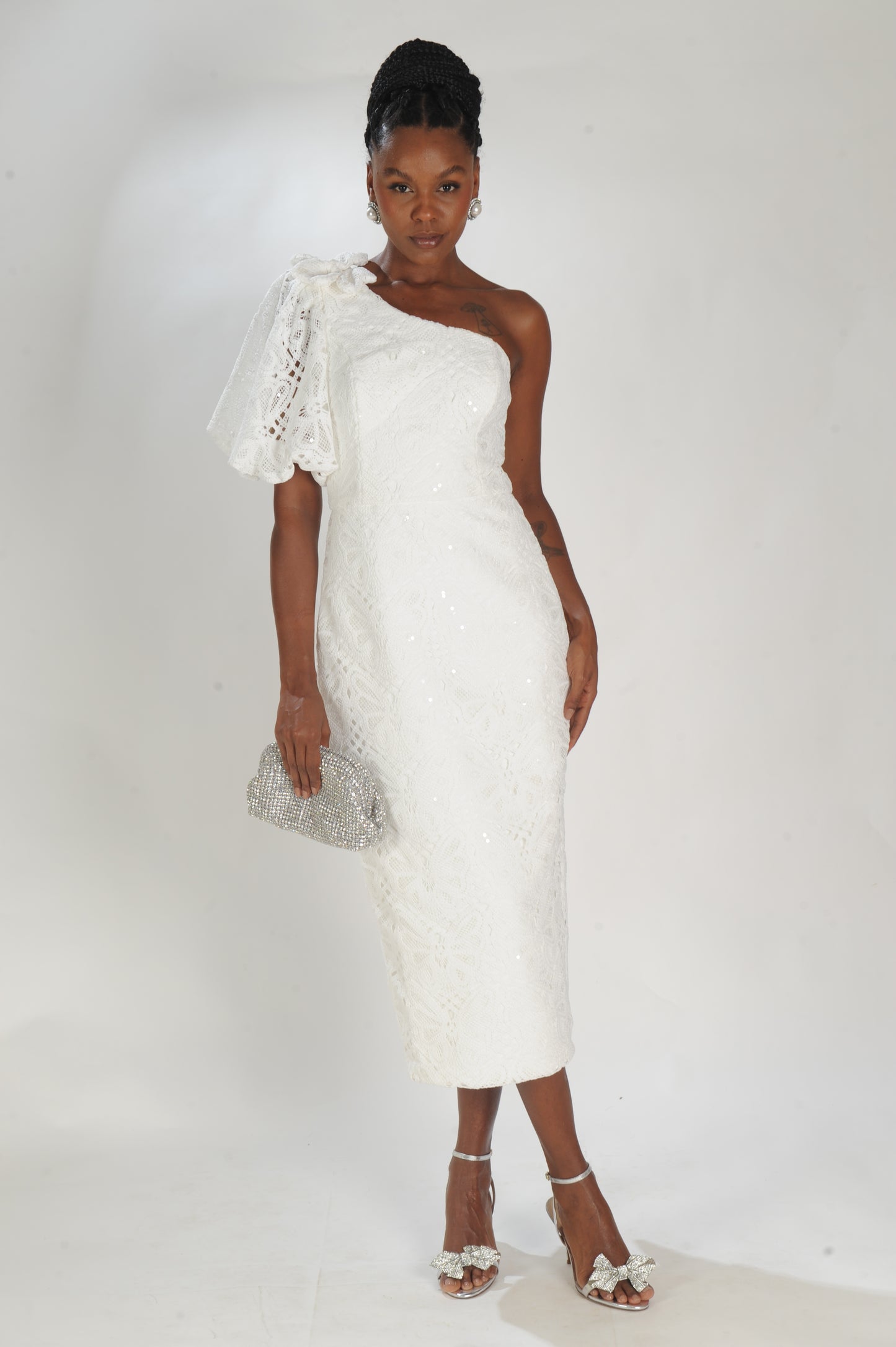 VESTIDO MIDI LAISE OMBRO LAMINE