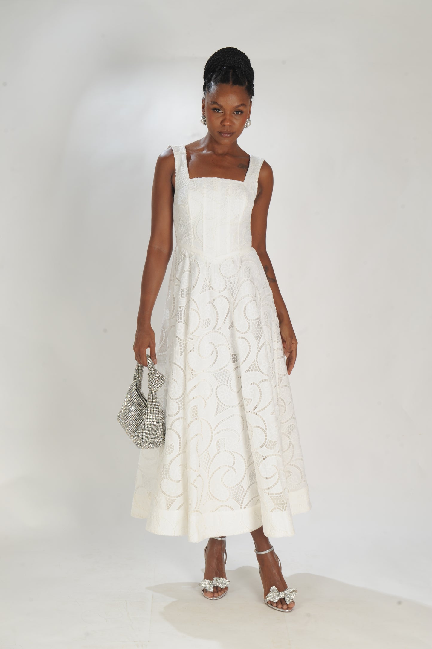 VESTIDO LAISE MIDI CORSET AMARRAÇÃO LAMINE