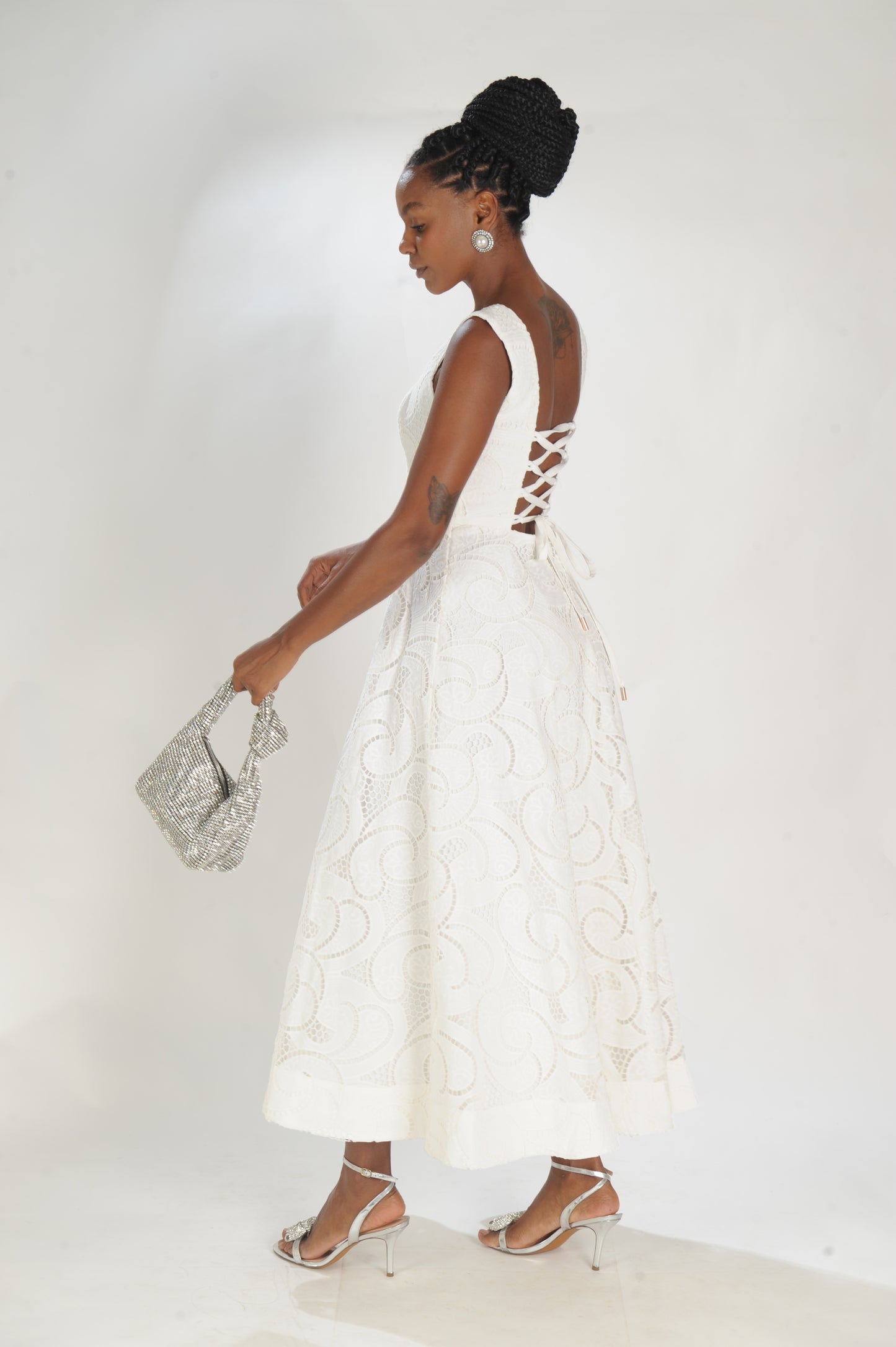 VESTIDO LAISE MIDI CORSET AMARRAÇÃO LAMINE