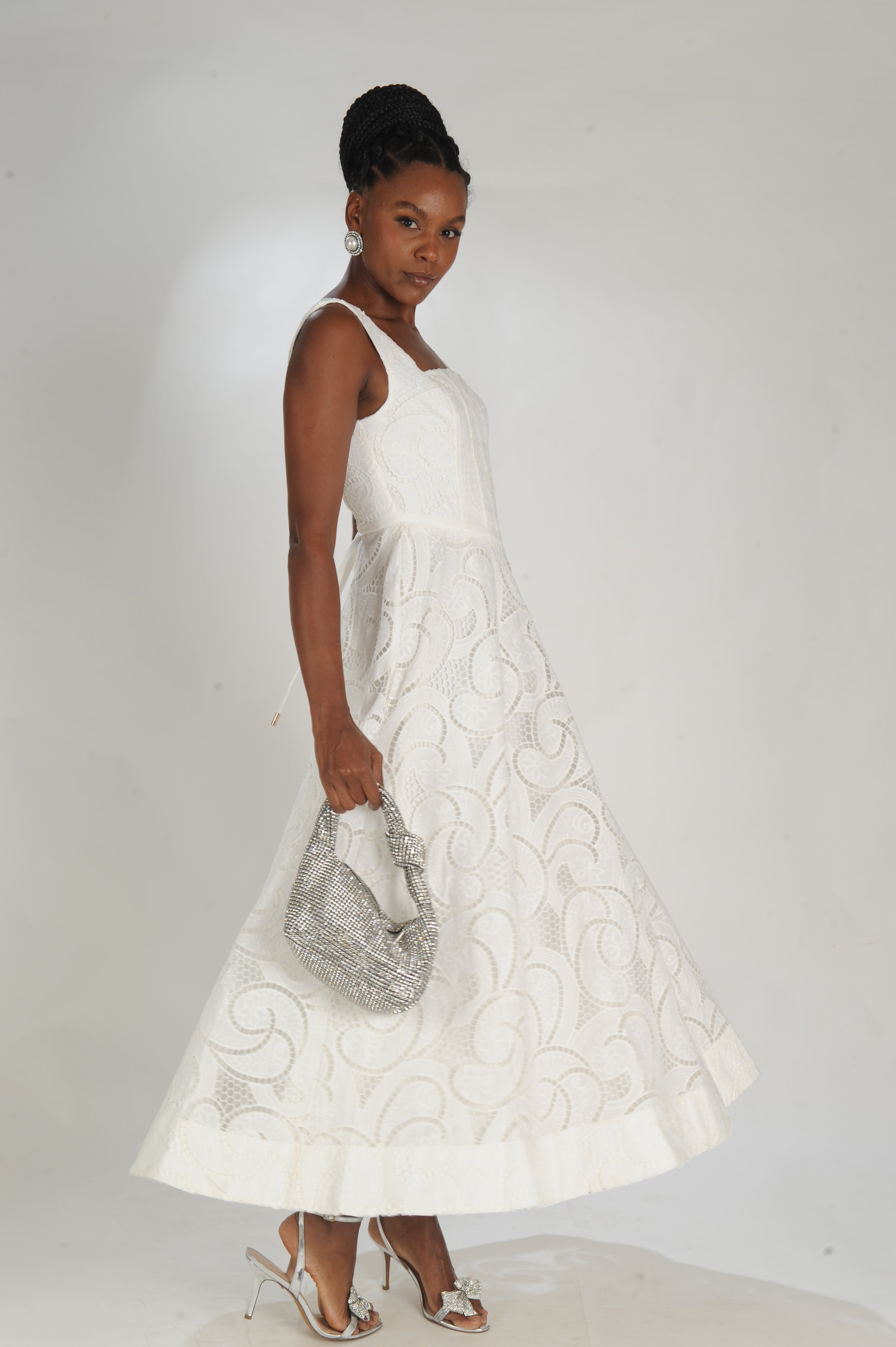 VESTIDO LAISE MIDI CORSET AMARRAÇÃO LAMINE