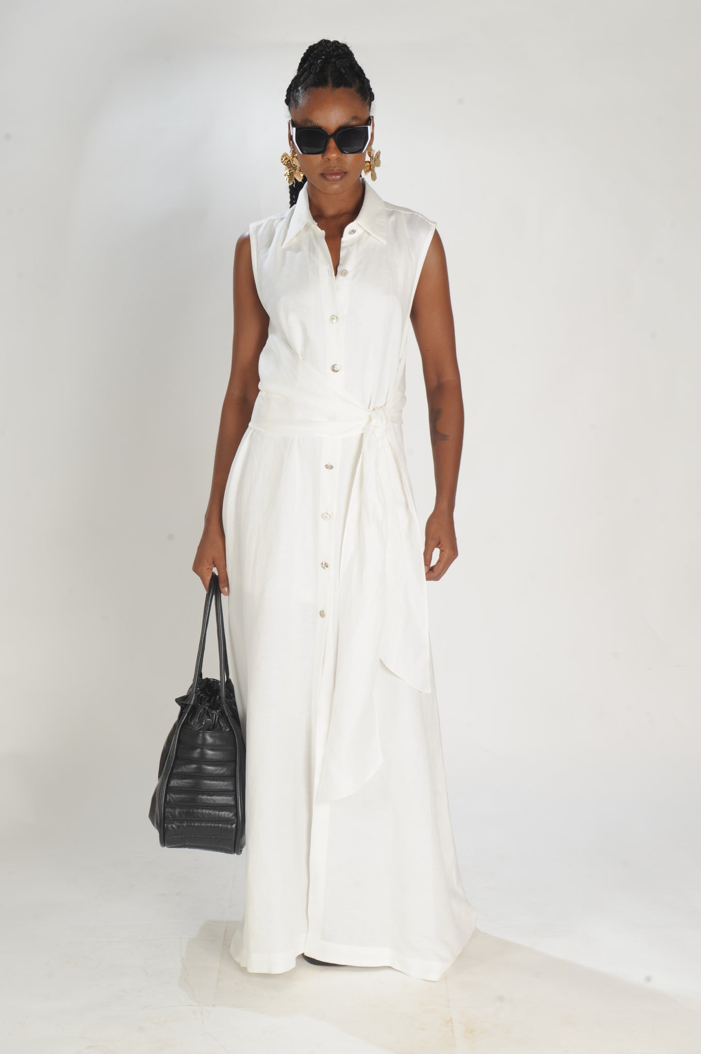 VESTIDO LINHO MIX BOTÕES CAOS