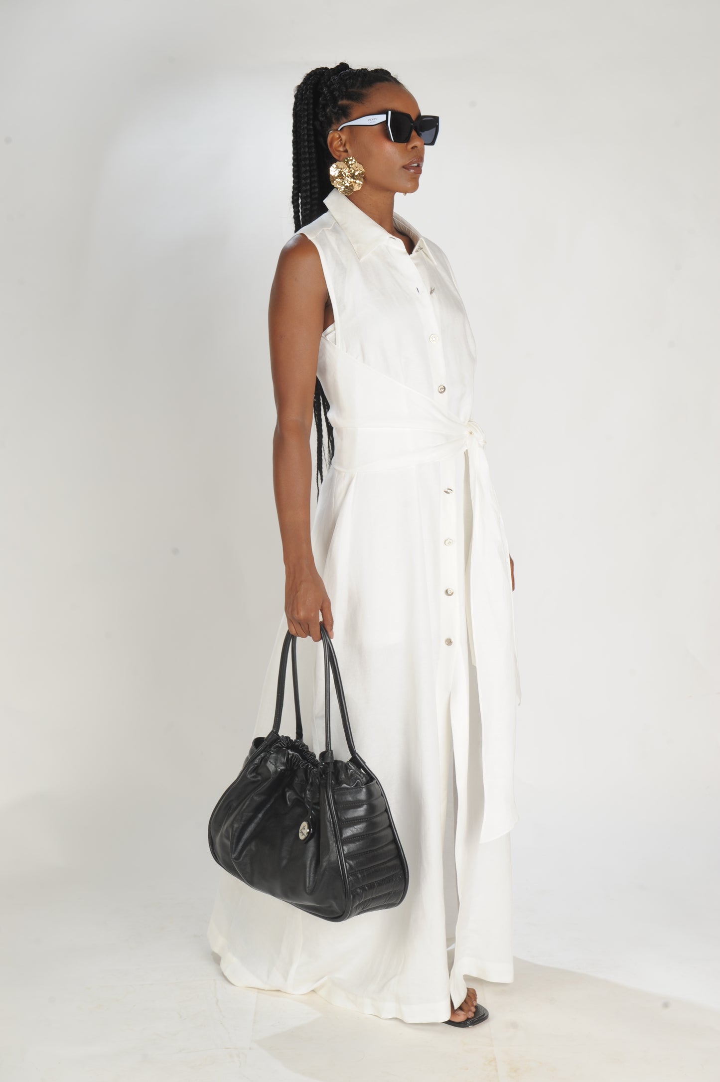 VESTIDO LINHO MIX BOTÕES CAOS