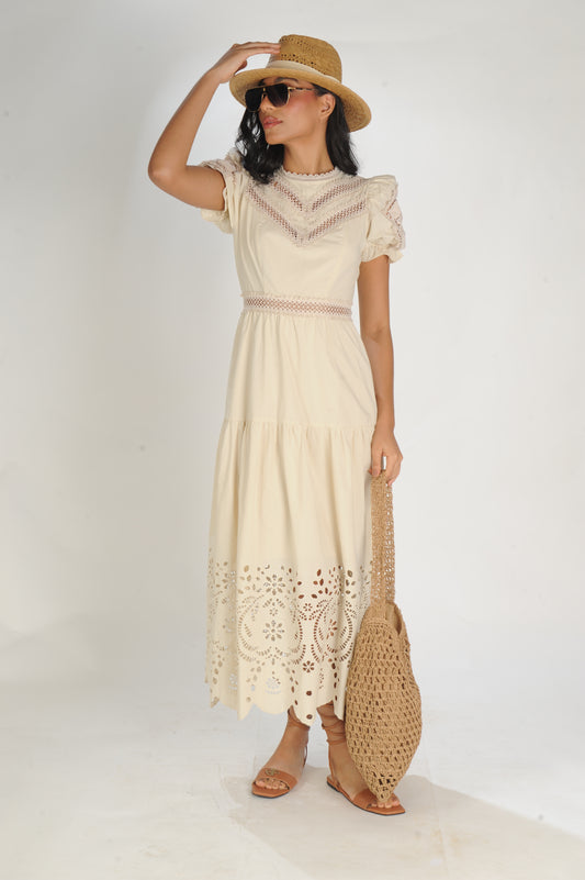 VESTIDO LONGO RICHELIEU LAMINE