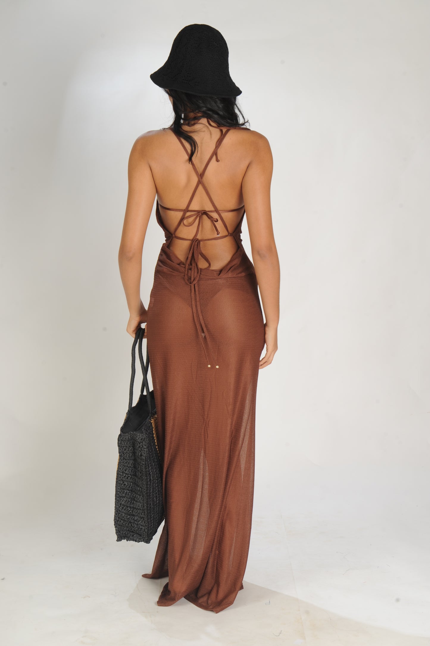 VESTIDO LONGO DRAPEADO FERIADO NACIONAL