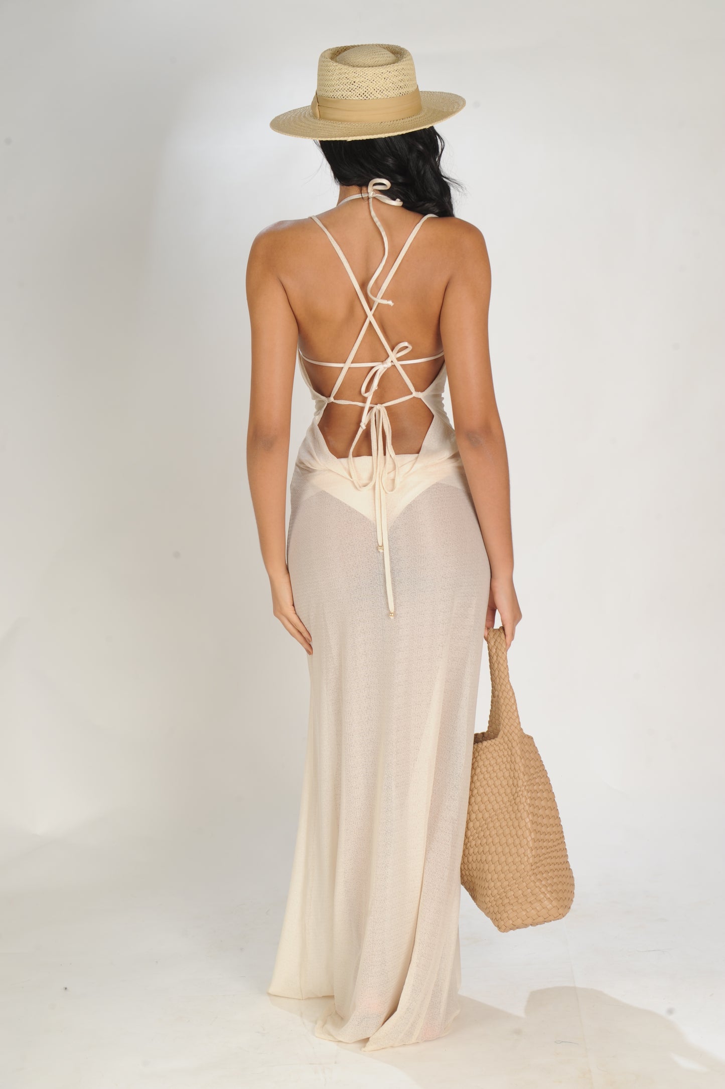 VESTIDO LONGO DRAPEADO FERIADO NACIONAL