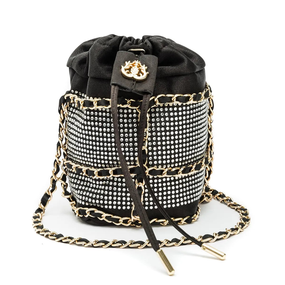 BOLSA CRYSTAL BUCKET BAG OURO ISLA