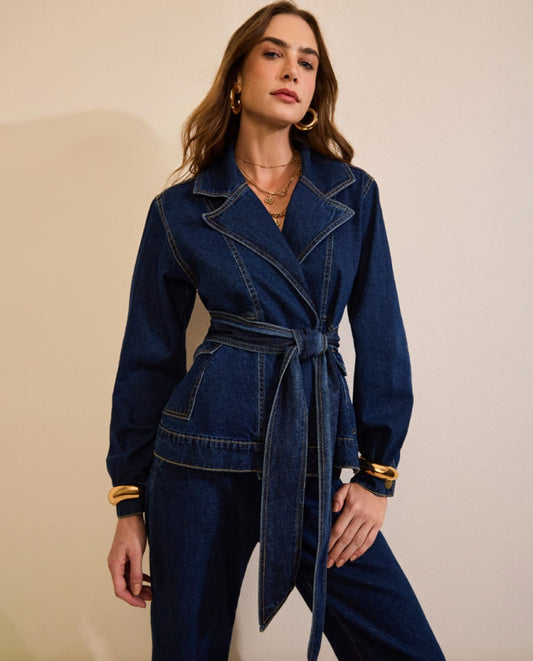 JAQUETA JEANS BOTTO ALFAIATARIA AZUL ANCIENTE