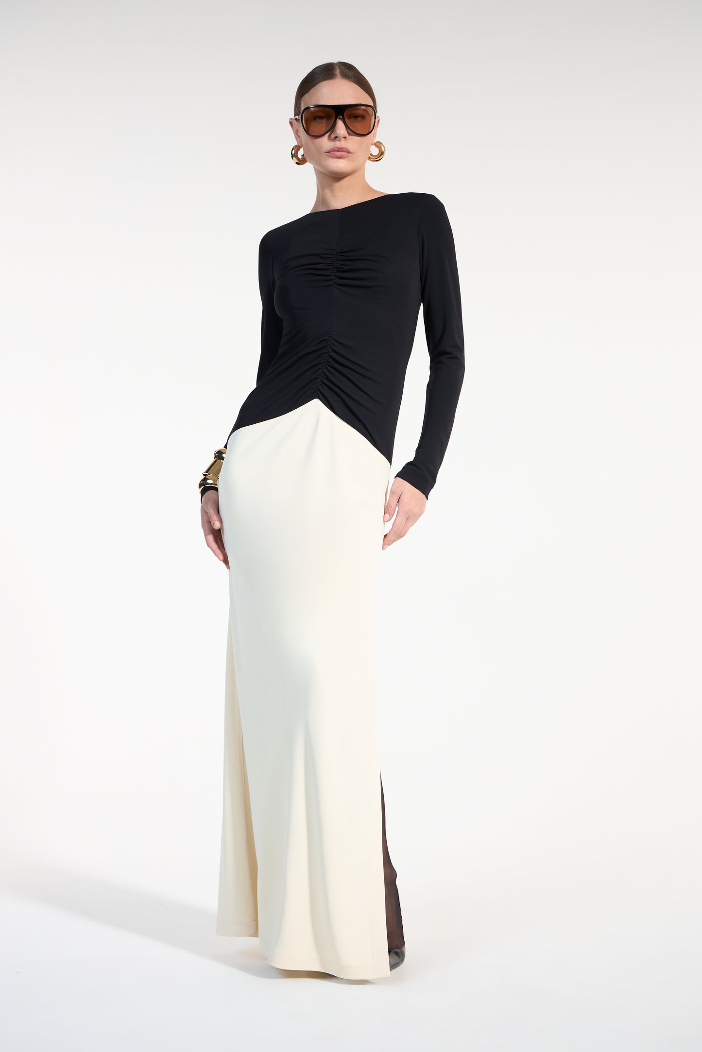 VESTIDO BICOLOR LONGO SKAZI