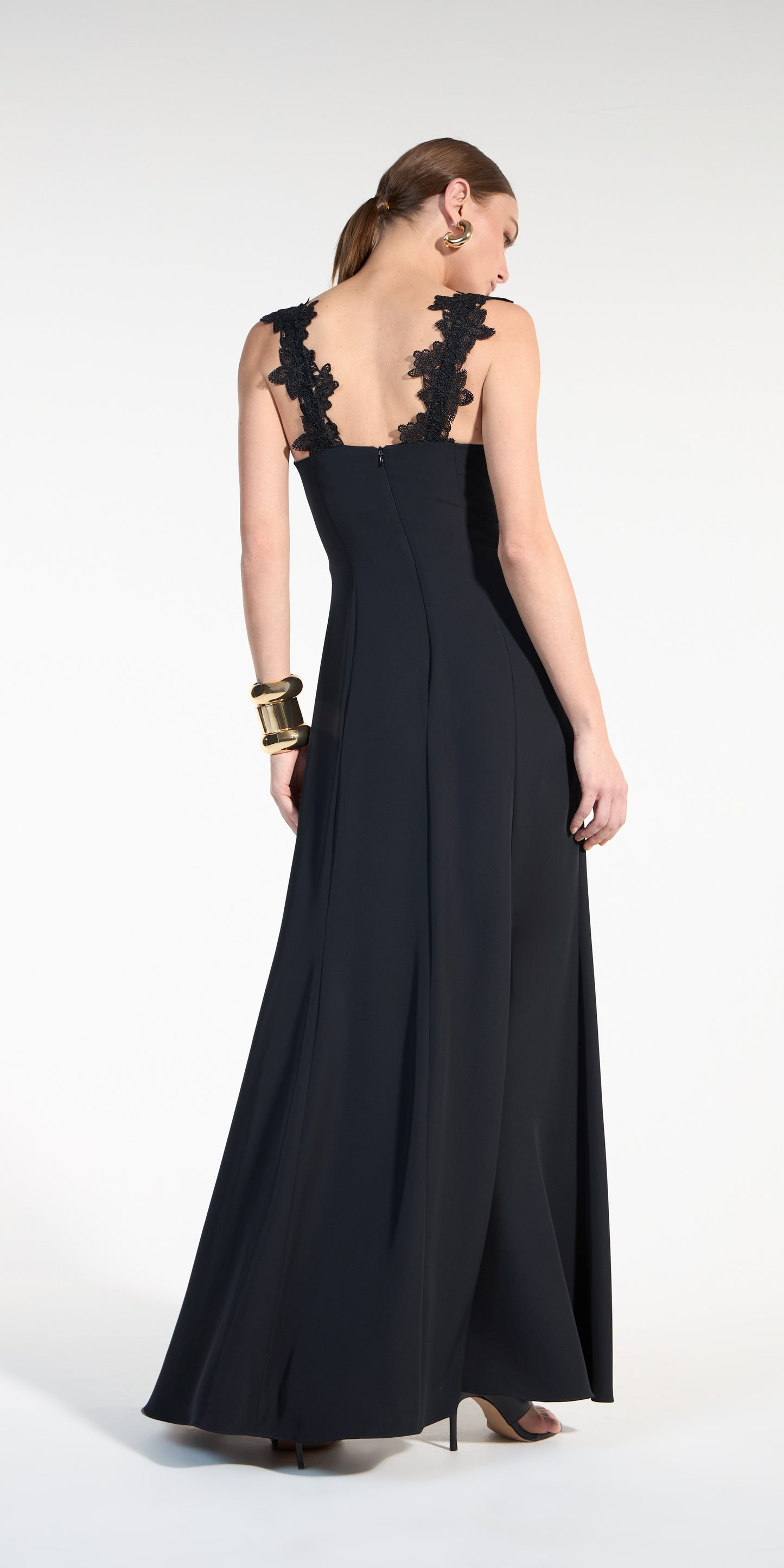 VESTIDO LONGO DETALHE RENDA SKAZI