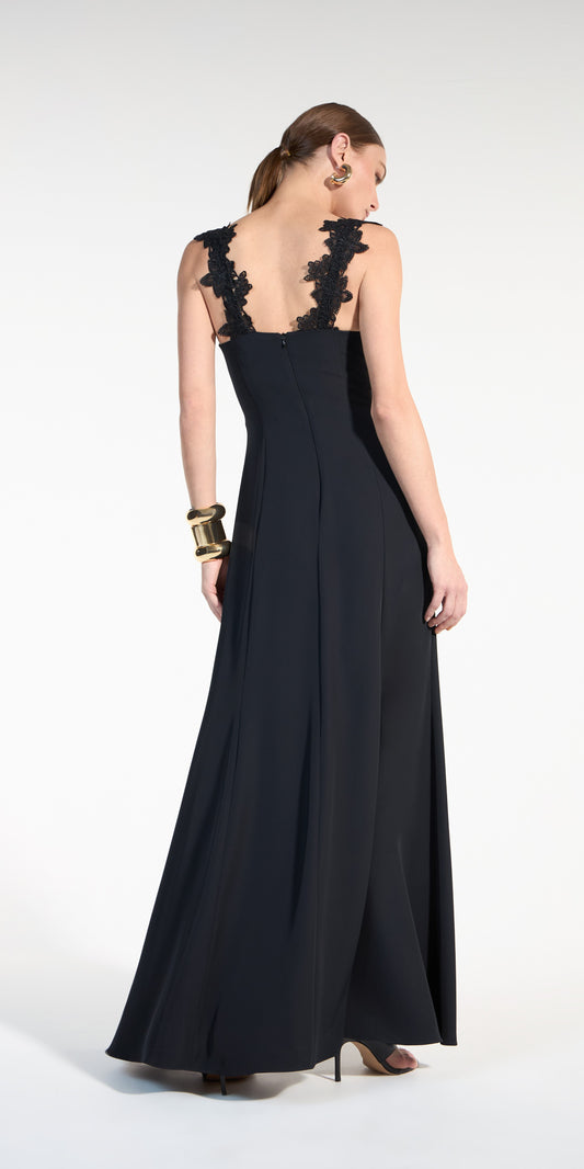 VESTIDO LONGO DETALHE RENDA SKAZI