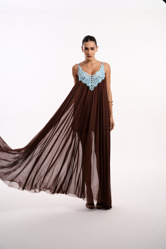 VESTIDO TULE DETALHE RENDA KOHDE